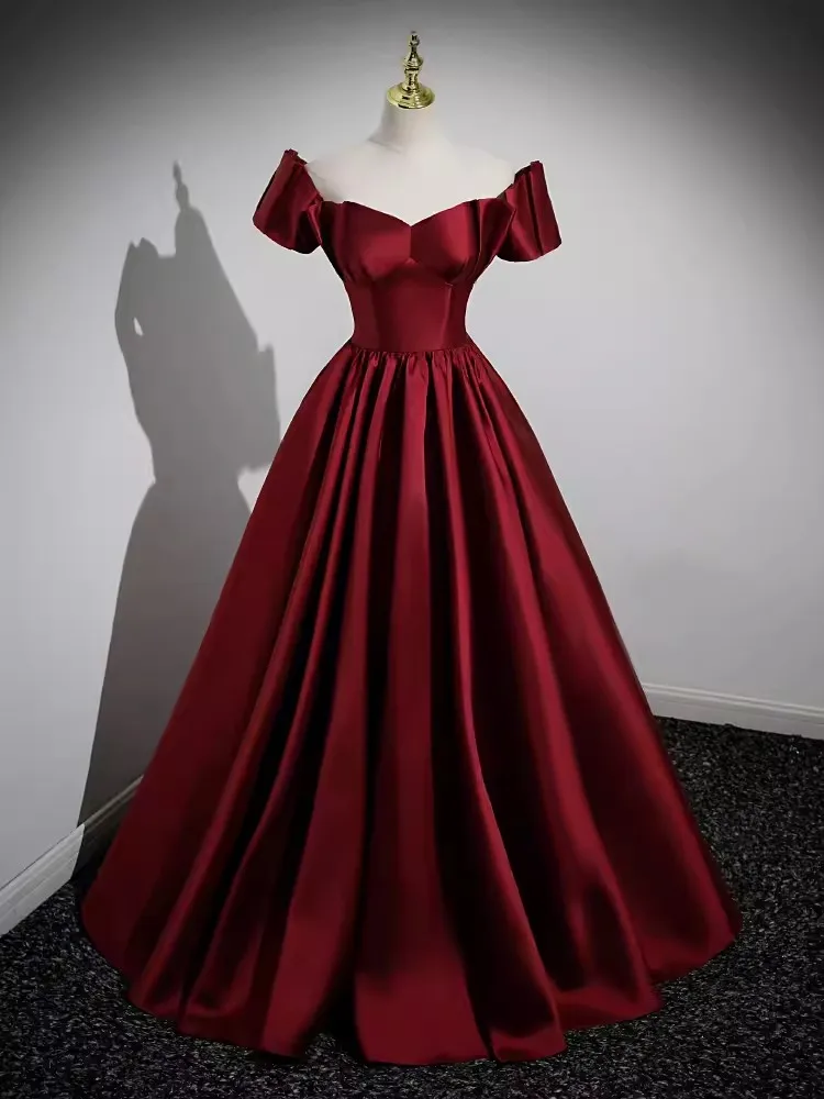 Customized Modern Wine Red Bride Evening Dresses V Neck A Line Women Prom Wedding Party Dress Bridesmaid Vestidos De Noche 2025