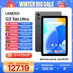 UMIDIGI-Tableta G3 Tab Ultra con Android 13, dispositivo HD de 10,1 pulgadas, MTK G99, ocho núcleos, 8 + 8GB, 128GB, batería de 6000mAh, Tarjeta SIM Dual