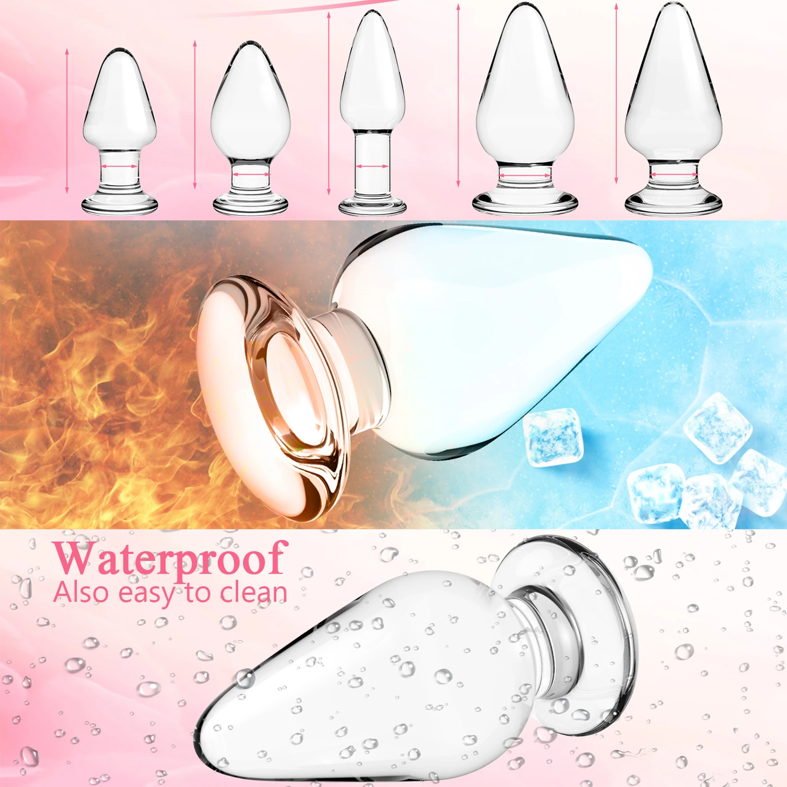 Glas Anal Plugs Perlen Kristall Buttplug mit flacher Basis g Punkt Dildo Erwachsenen Produkte Erotik Waren Sexspielzeug für Frauen Männer Erwachsene 18