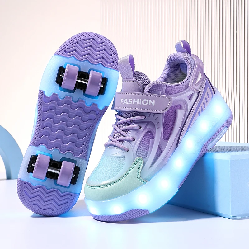 كعب الأطفال الجديد لخريف وشتاء 2025: أحذية دوارة غير مرئية للأولاد والبنات ذات 4 عجلات قابلة للسحب