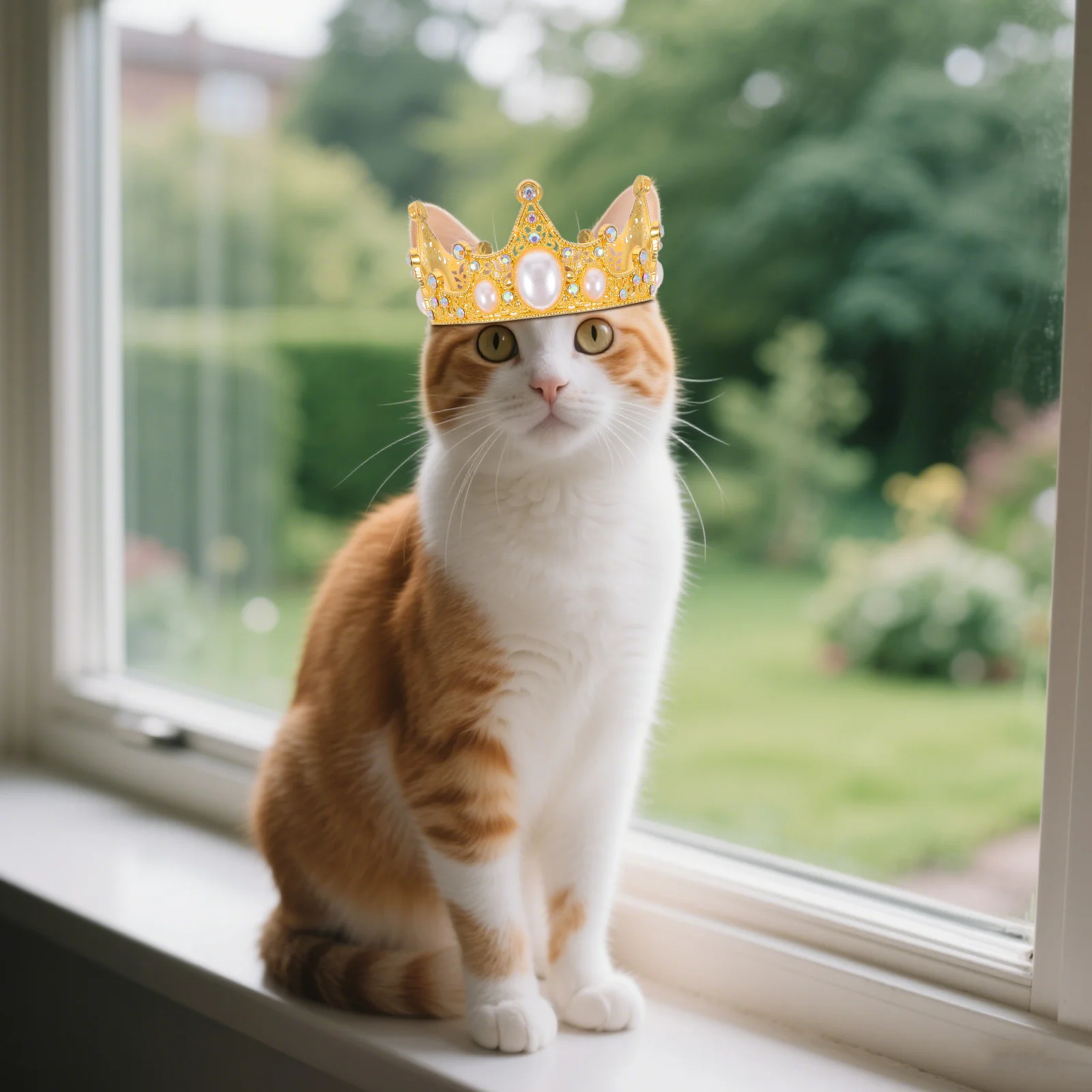 

Pet Birthday Crown Hat Silver Alloy Adjustable Strap for Small Dogs Puppies Wedding Party Headdress Dog Celebration Photo Prop