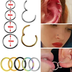 Doearko Hinged Septum Clicker Segment Nose Ring Lip Ear Cartilage Ear Helix Body Piercing Jewelry Surgical Steel Ring Hoop Ring