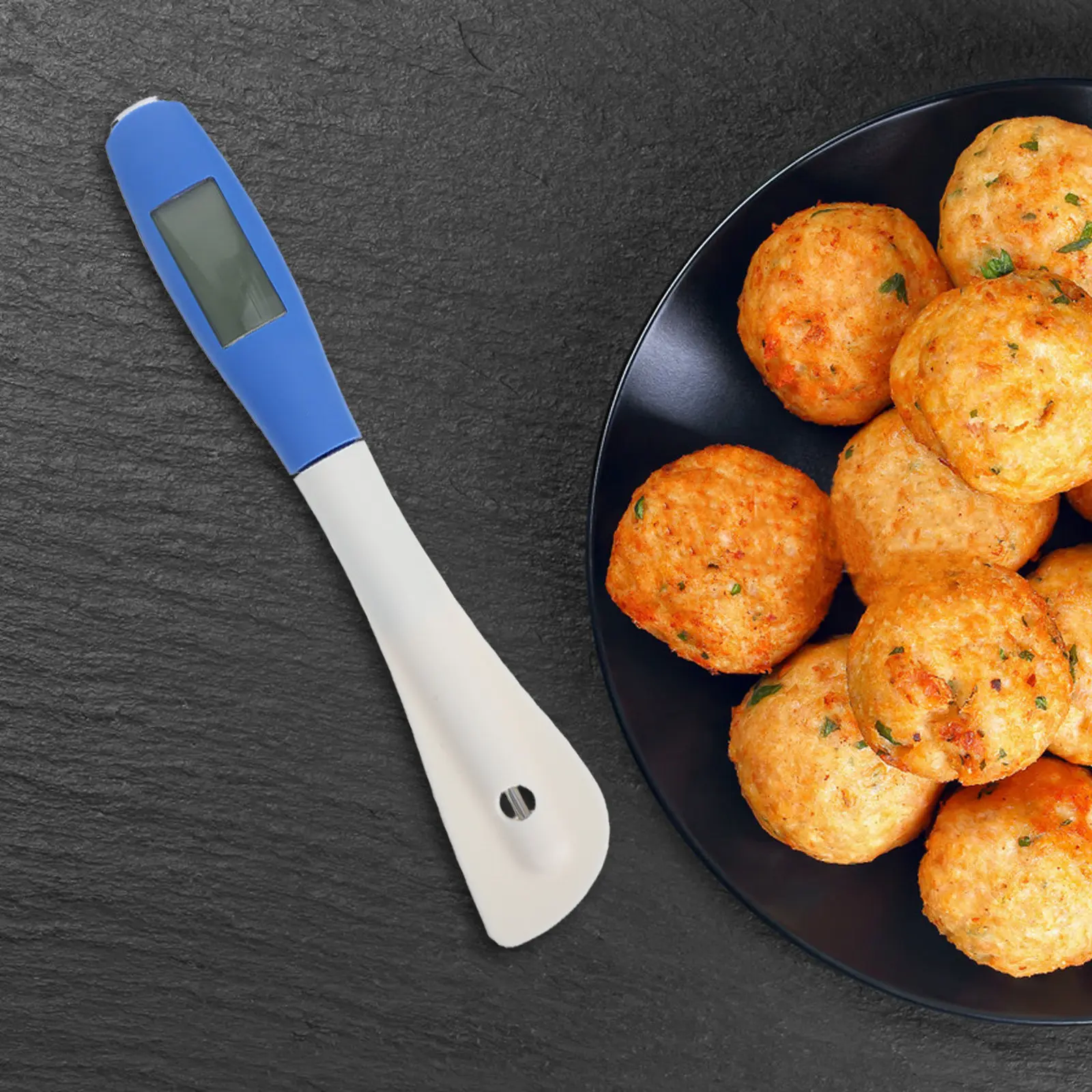 Silicone Candy Thermometer Spatula Digital Instant Read Food Meat Thermometer Baking Cooking Bbq Temperature Probe Blue Battery