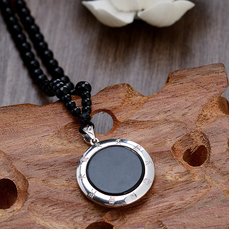 Ethnic Style Talisman Tai Chi Bagua Necklace Male Choker Accessories Retro Supreme Purple Star Thor Command Pendant Men Amulet