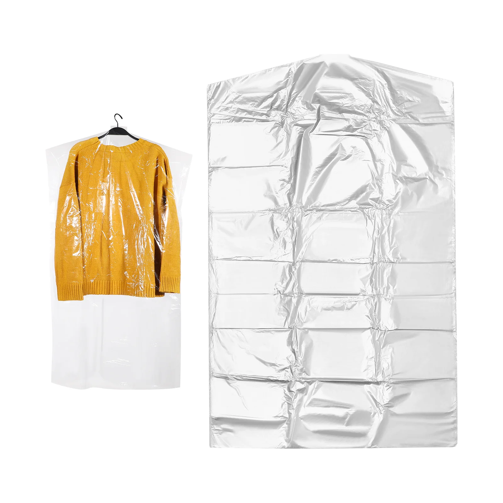 

50 Premium PE Plastic Garment Bags Highly Clear Reusable Clothes Covers Hanging Dust Proof Storage For Home Hotel Shops