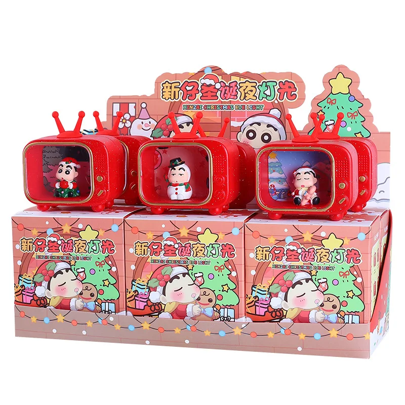 Cute Christmas Pet Crayon Shin Chan Star Wishes Night Light Blind Box Figure Bedroom Bedside Table Small Decoration Mystery Box