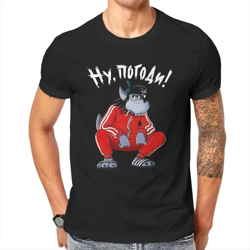 Tuta Squat Wolf TShirt Nu Pogodi Well Just You Wait Wolf Hare Cartoon Graphic magliette Vintage Funny Unisex Short-sleev Tops