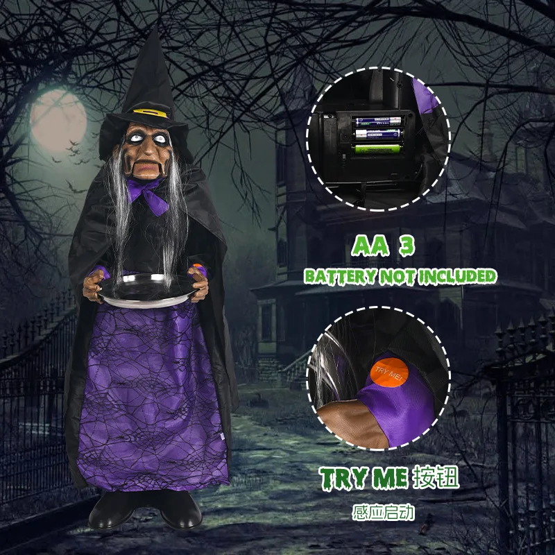 Halloween horror  props decorative housekeeper public manager induction luminous sound