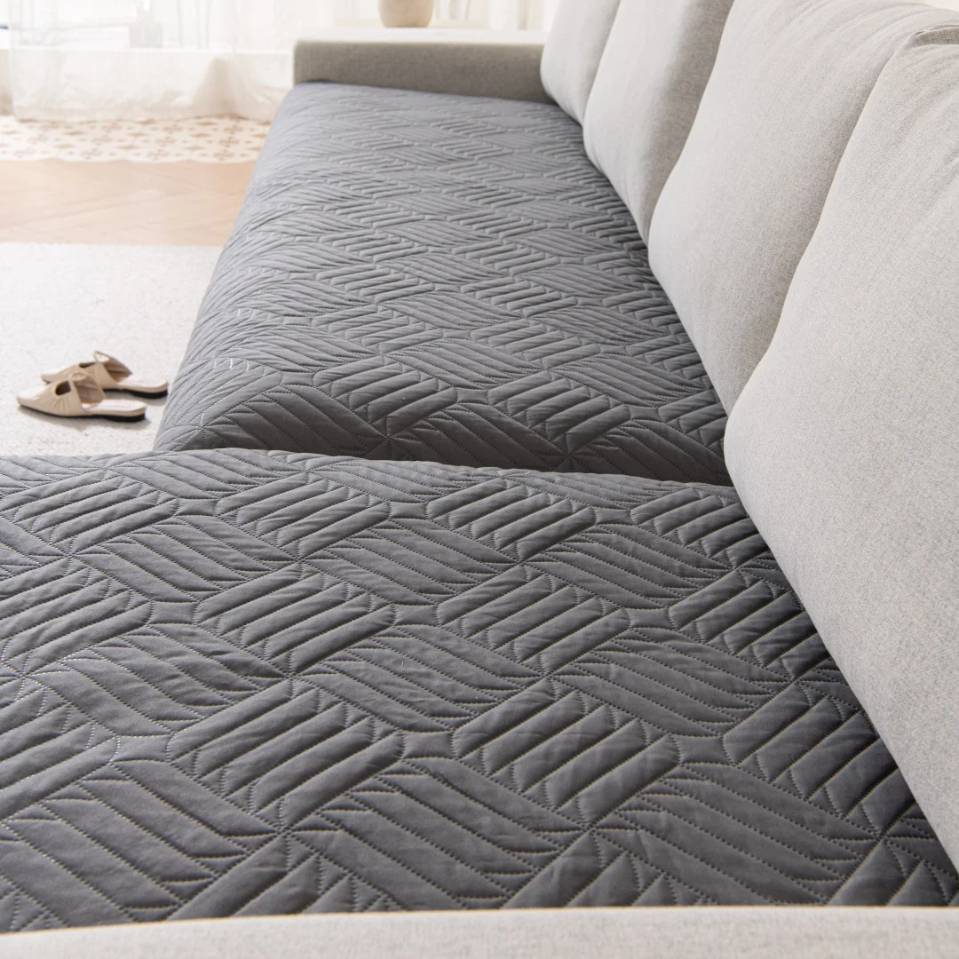Rutschfester Sofabezug mit geometrischen Linien, Ultraschallprägung, für alle Jahreszeiten, Wohnzimmer, dekoratives Sitzpolster, Sofa-Handtuch-Schonbezug