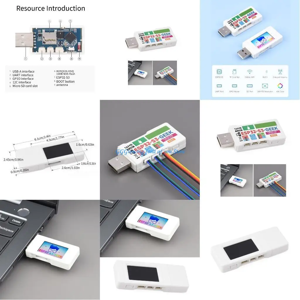 

H9EB Development Board ESP32-S3 SB-A Adapter ESP32-S3R2 Control 2.4Ghz WIFI Wireless Connection Colorful LCD Screen