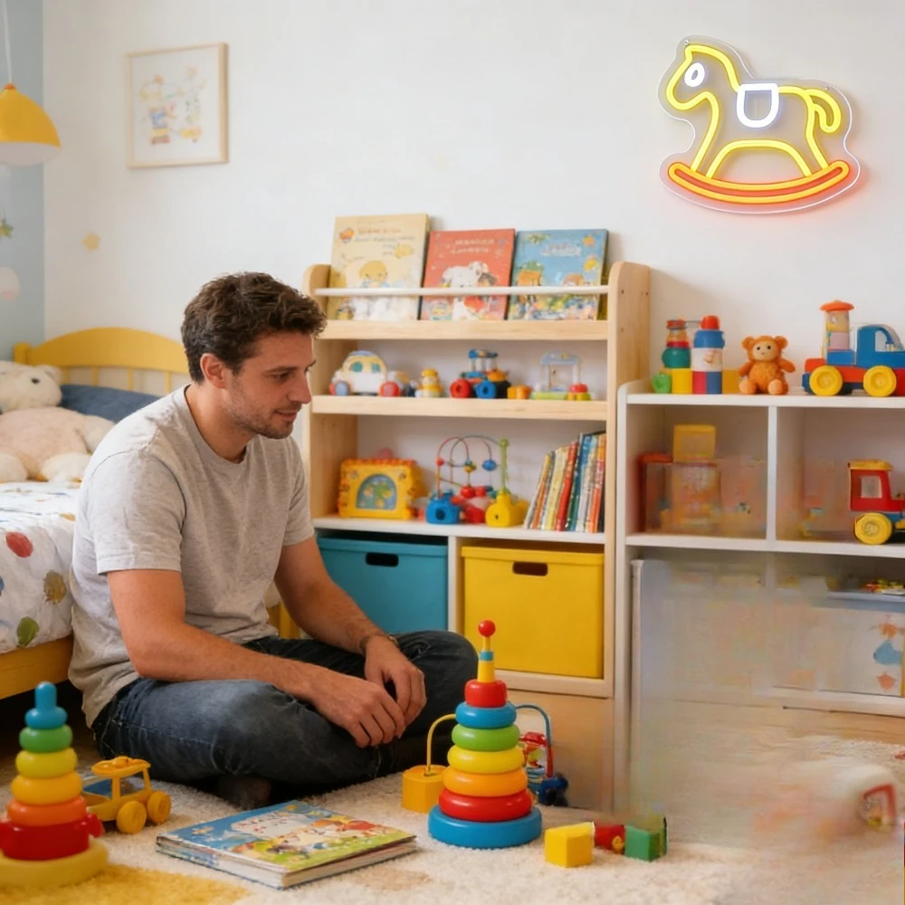 Neon Sign Rocking Horse LED Ni - Baby Nursery Yellow review and price