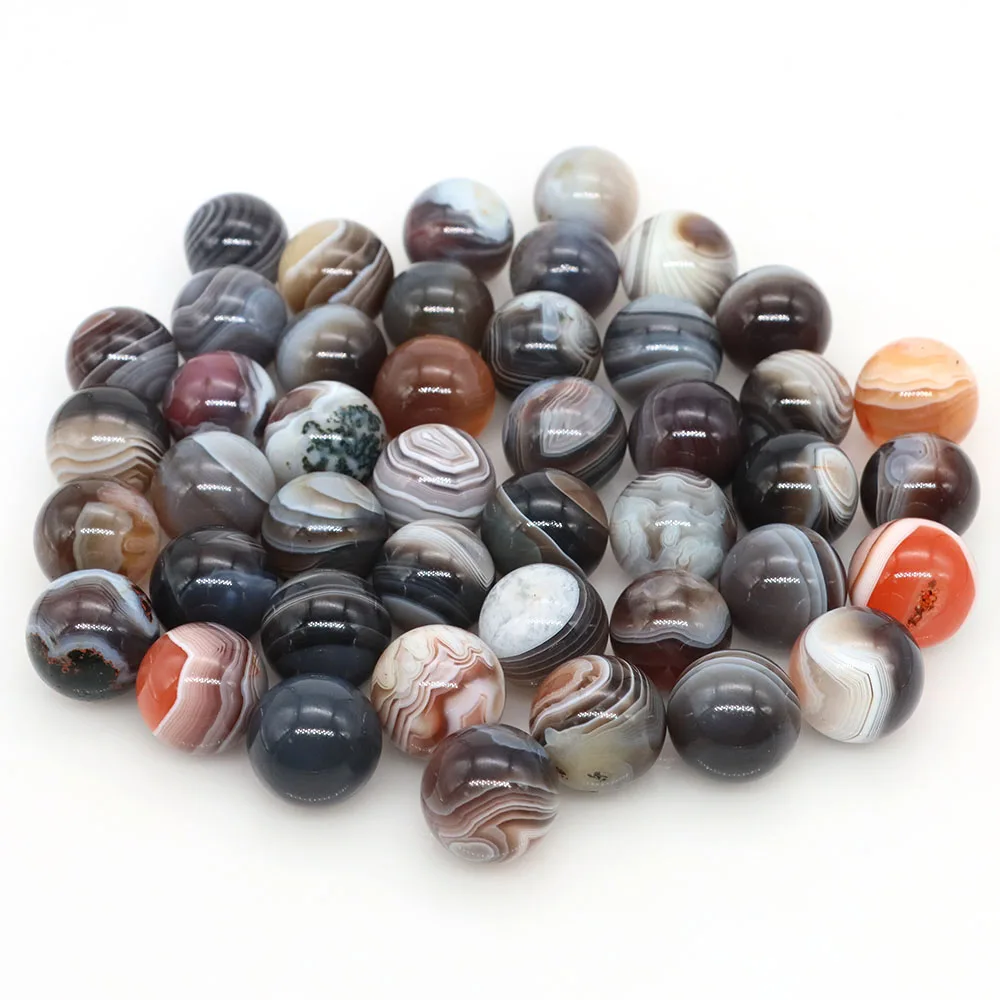 16-18mm Natural Stone Crystal Ball Sphere Botswana Agate Quartz Round Beads Healing Gemstone Mineral Specimen Globe Decor Gifts