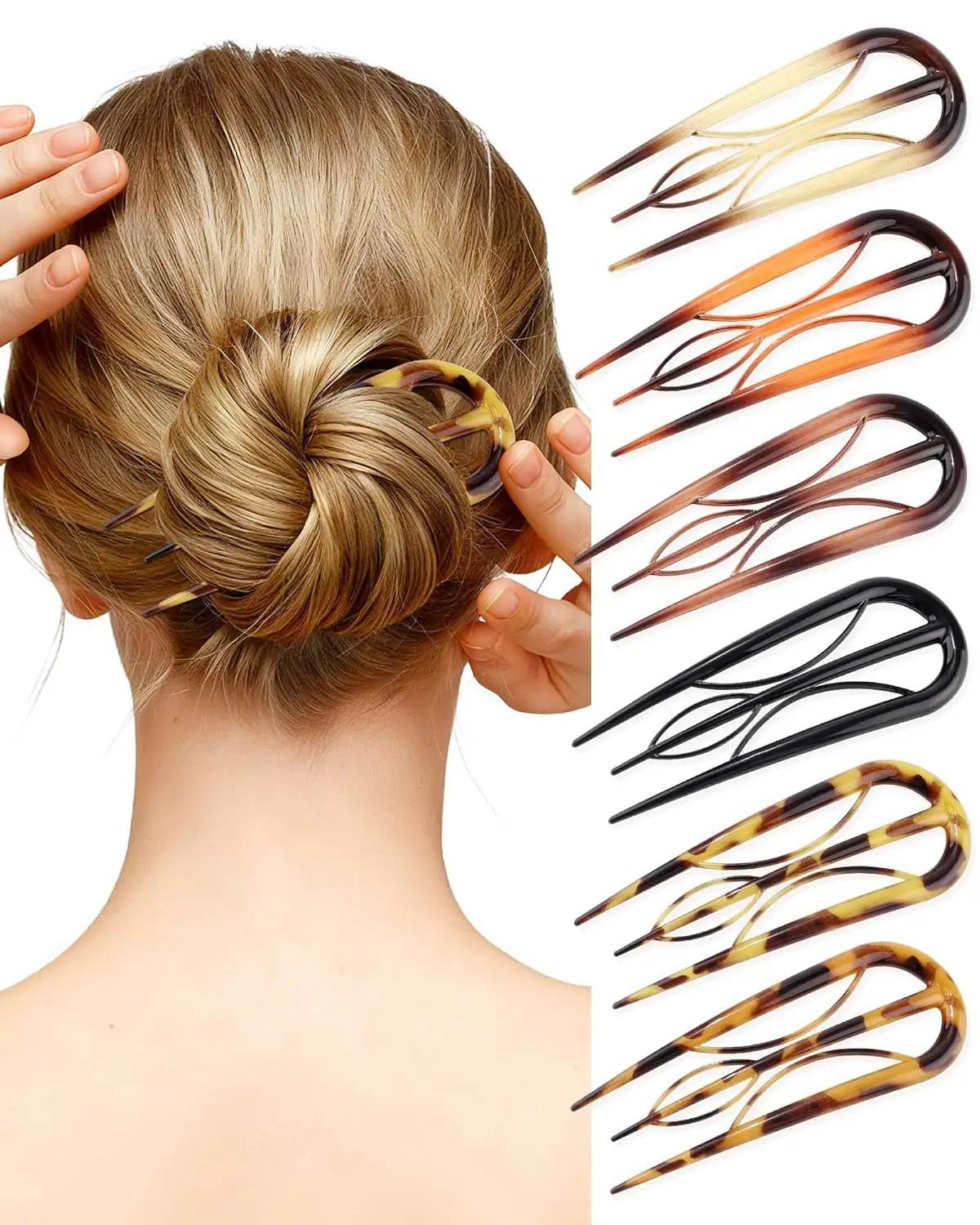 

Elegant U-Shaped Hair Fork for French Twists, Chignons & Updos - Secure Acrylic Pin for All Hair Types