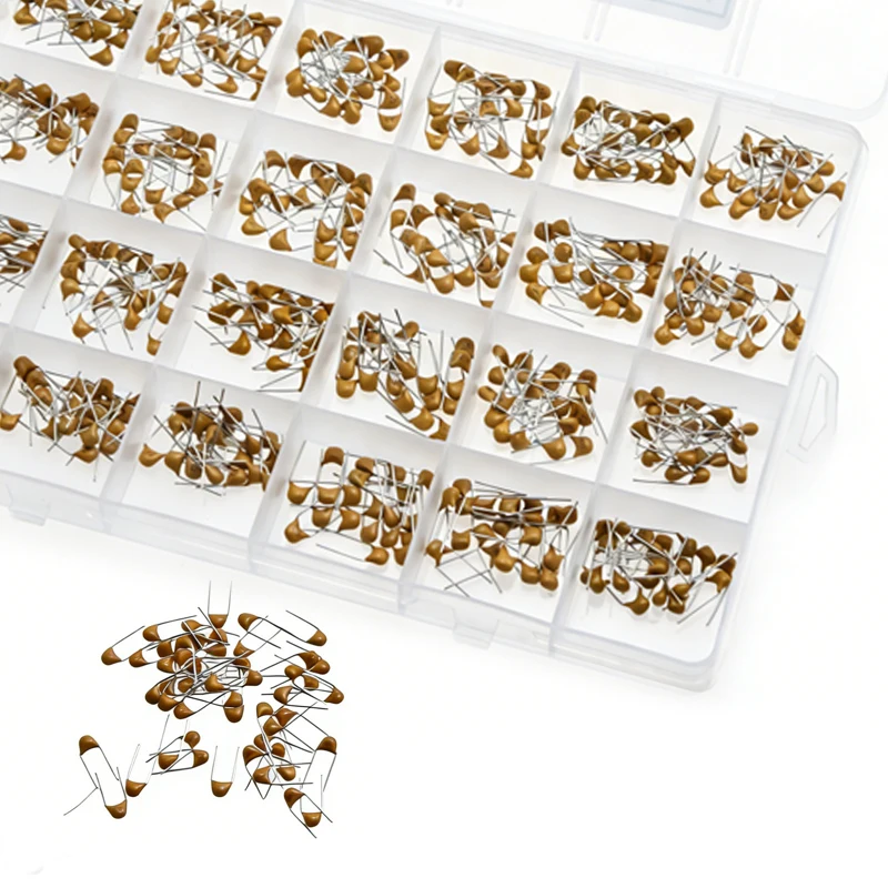480pcs Ceramic Capacitor Assortment Kit 24 Values 10pF-10uF for Guitar & Electronic Projects