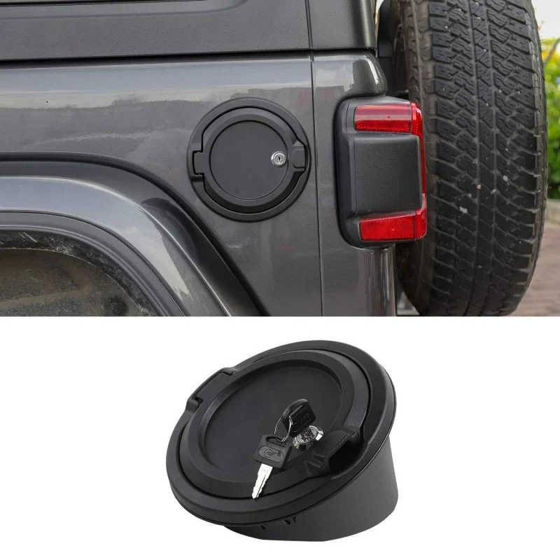 For Jeep Wrangler JL Aluminum Alloy Locking Fuel Filler Door - Gas Cap with Key