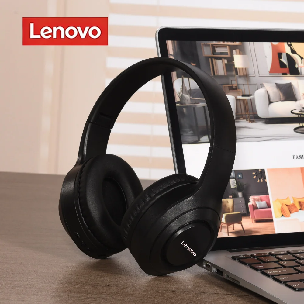 Newest Lenovo Wireless Headphones Bluetooth Earphones Foldable Headset Helmets with Mic Support TF-Card Noise Reduction Earbuds