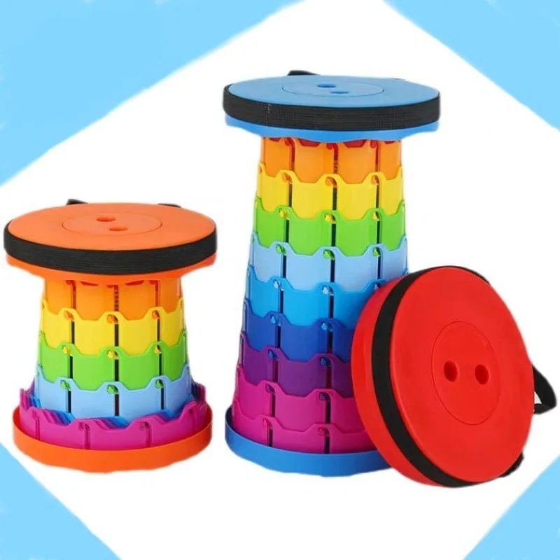 

Retractable Stool Outdoor Chair Thickened Travel Outdoor Rainbow Retractable Folding Stool High-speed Rail and Train Portable
