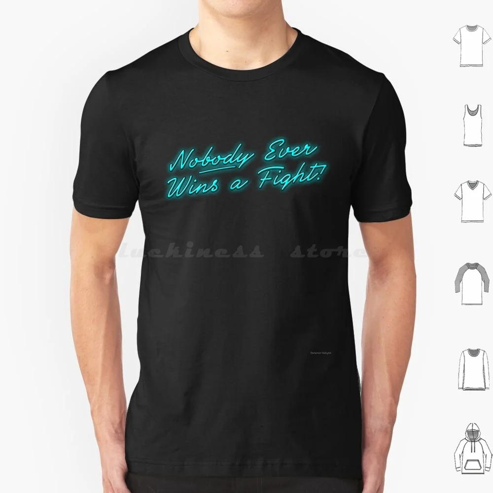 Nobody Ever Wins A Fight Logo T Shirt Cotton Men Women DIY Print 80s Movies Retro Cinema Action Film Betamax Babylon Nostalgia