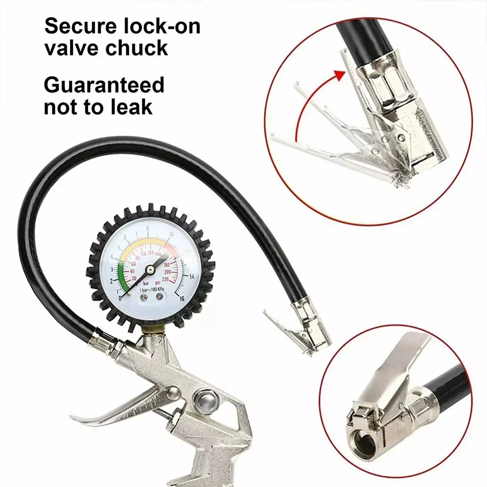 Car Tire Pressure Gauge 220 PSI High Precision Air Pressure Gun Monitor Tester Air Compressor Truck Motorcycle Tire Repair Tool