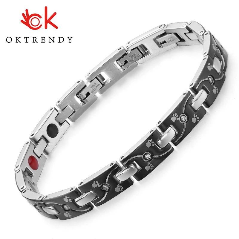 Magnetic Bracelets For Women With 3000 Gauss Power Premium Titanium Bracelet Stainless Steel  Adjustable Female Bracelets Black