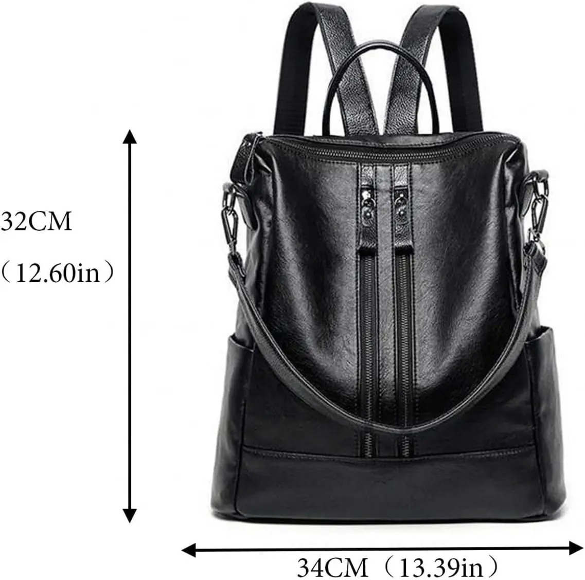 حقيبة ظهر جلدية ناعمة ذات سعة كبيرة للسفر حقيبة كمبيوتر محمول للعمل المدرسي محفظة كتف سوداء متعددة الوظائف