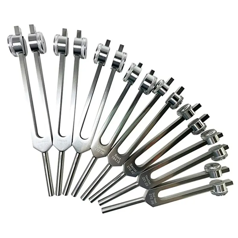 ABUE-Chakra Tuning Fork Set For Healing, 16 Pieces Silver Chakra Tuning Fork For Meditation