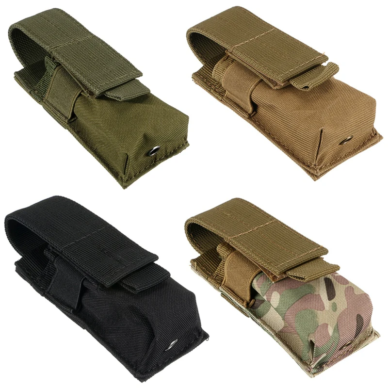 Tactical Magazine Pouch Single Pistol Mag Bag Molle Flashlight Pouch Torch Holder Case Outdoor Hunting Knife Holster