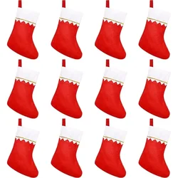 2025 6PCS Christmas Socks Gift Bag White Phnom Penh Green Gold Thread Christmas Socks Non-woven Flat Socks Decoration