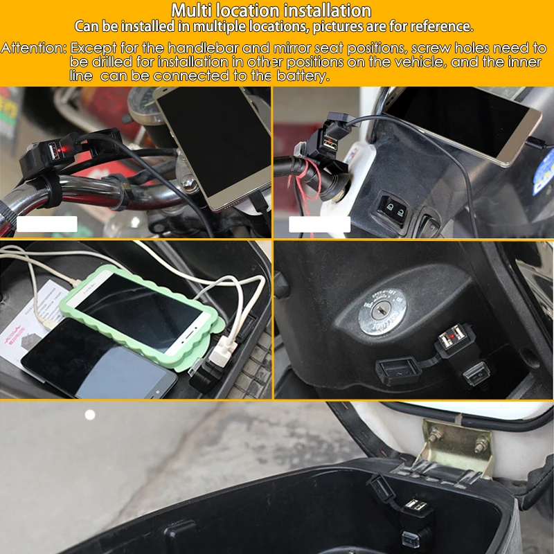 Universal Motorcycle Mobile Phone Charger Dual USB Slot Quick Charge Waterproof Bike Charger Socket 12v Charger Accessories