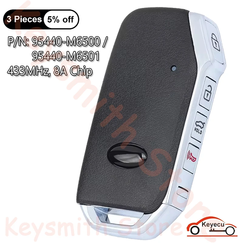 

KEYECU 4 Buttons 433MHz 8A Chip for KIA Cerato 2019 2020 2021 Auto Smart Remote Control Key Fob P/N: 95440-M6500, 95440-M6501