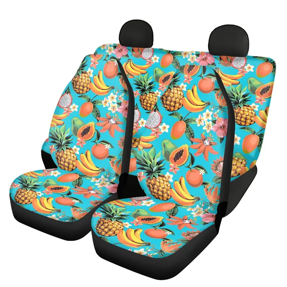 Car Seat Cover New Variety of Tropical Fruits Decoration Design Easy Clean Auto Front and Back Seat Covers Protector Accessory