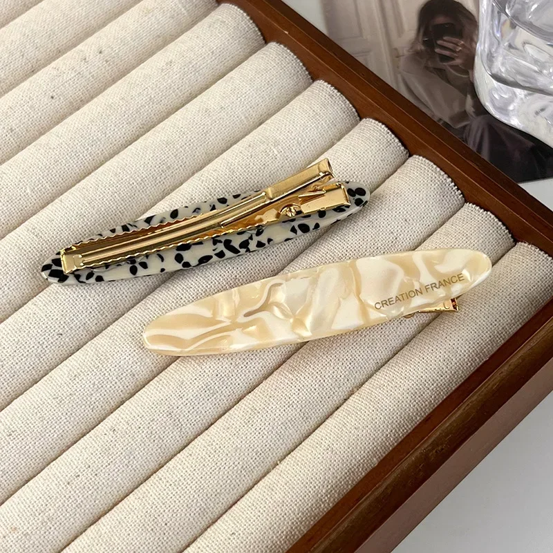 Fashion Amber Acetic Acid Hairpin Women's Forehead Broken Hair Duck Bill Clip Side Clip Headdress Bangs Hairpin Word Clip