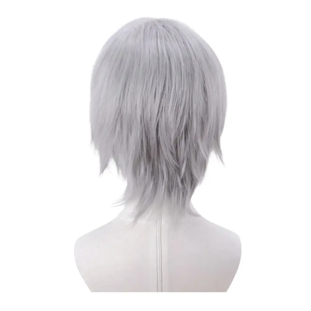 Peruka Cosplay Dante DMC 5 Anime Rekwizyty Kostiumowe Przebranie dla Mężczyzn Srebrna Krótka Peruka Roleplay Halloween Karnawał Akcesoria Kostiumowe