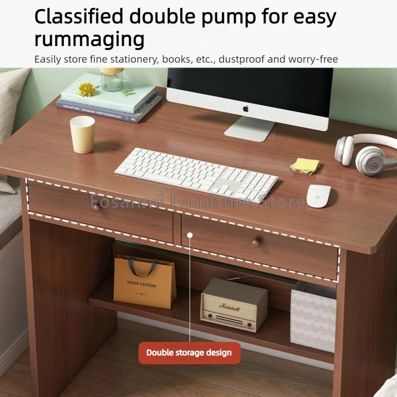 مكتب دراسة مدمج وظيفي مع مكتب تخزين، طاولة كمبيوتر ضيقة وبسيطة لمكاتب عمل كتابة الألعاب ذات المساحة الصغيرة