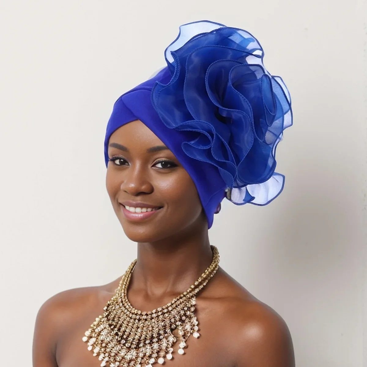 Big Flower Turban Women Head Wraps African Headties Wedding Party Headpiece Muslim Headscarf Hat Exaggerated Cap Hijab Headwear