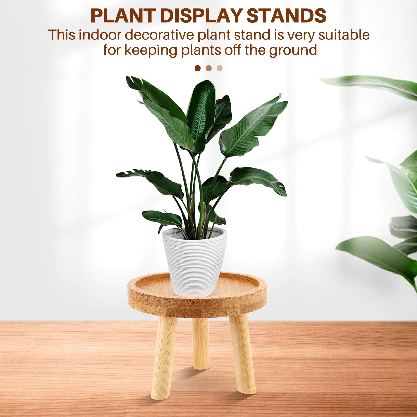 Suporte de planta de madeira para interior e exterior, Pot Base Holder Stool, High Stool, Suculent Shelf for Balcony, Round