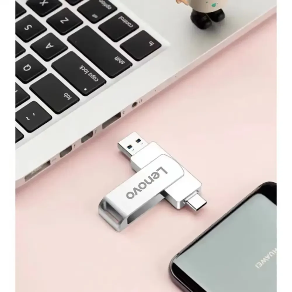 Lenovo 512GB Type-C 2-in-1 ความเร็วสูง Pendrive 128GB อุปกรณ์จัดเก็บข้อมูล USB memory stick 1TB/2TB USB 3.0 แฟลชไดรฟ์สําหรับแล็ปท็อป