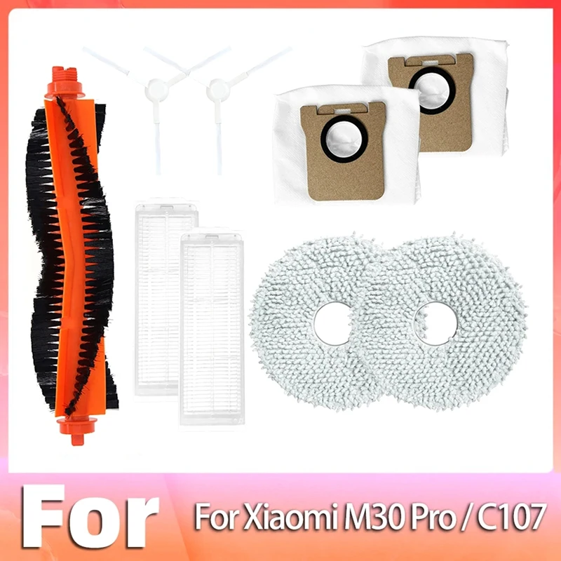 Belangrijkste Zijborstel HEPA Filter Mop Pad Stofzak Belangrijkste Zijborstel Plastic Voor Xiaomi M30 Pro/C107 Robot vacuüm Accessoires