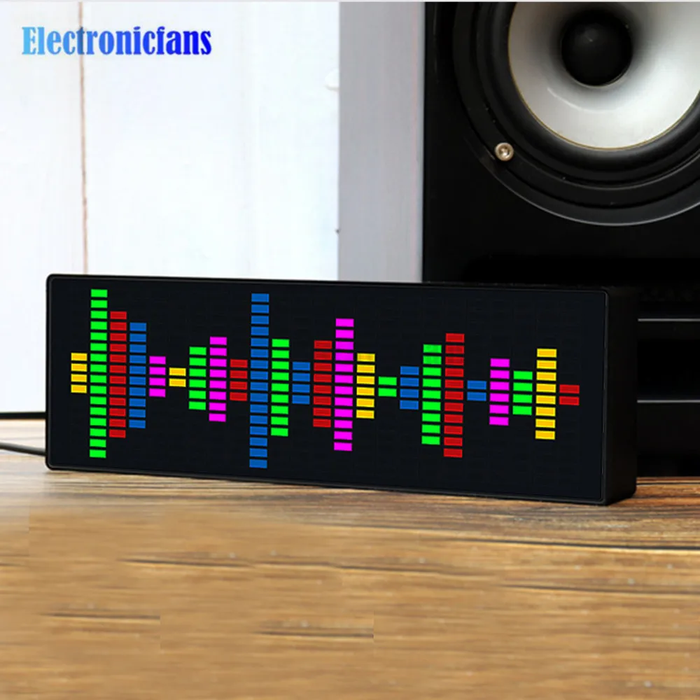 Led Music Spectrum Display RGB Colorful 1624 Segment Rhythm Light Level Voice Sensor Clock 384 LEDs 7 Color Display