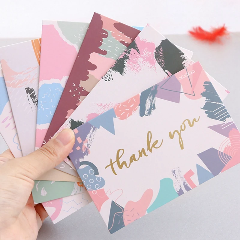 

6Pcs Thank You Cards Thanksgiving Graduation Ceremony Birthday Blank Cards with Envelopes Greeting Cards Flower Blessing Card