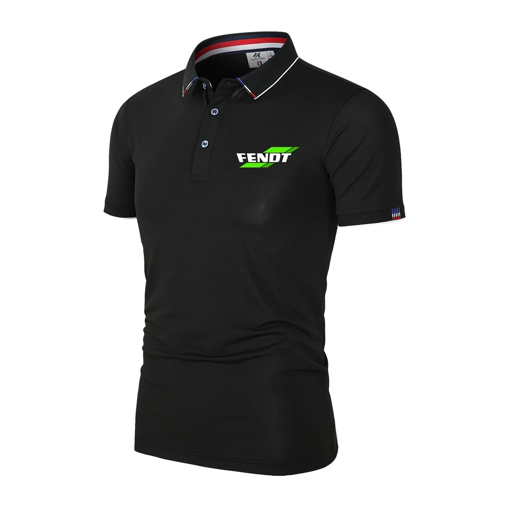 New FENDT Logo Fashionable Business Men\'s Polo Shirt 2024 New Slim Fit Solid Color Design Harajuku Street Casual T-shirt