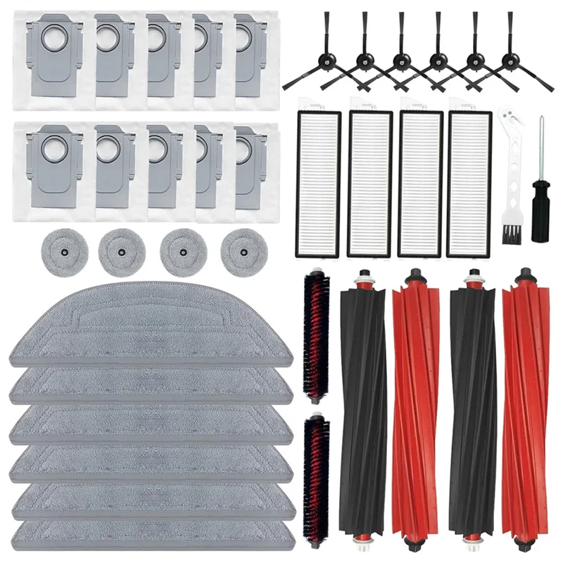 T27c para roborock s8 maxv ultra robô vácuo acessórios kit-escova lateral principal filtro hepa mop almofadas saco de pó peças de reposição