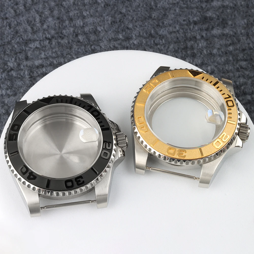 40MM Silver Case For Yacht-Master Stainless Steel Watch Case For Seiko NH35 NH36 NH34 NH38 Automatic Movement 28.5mm Dial