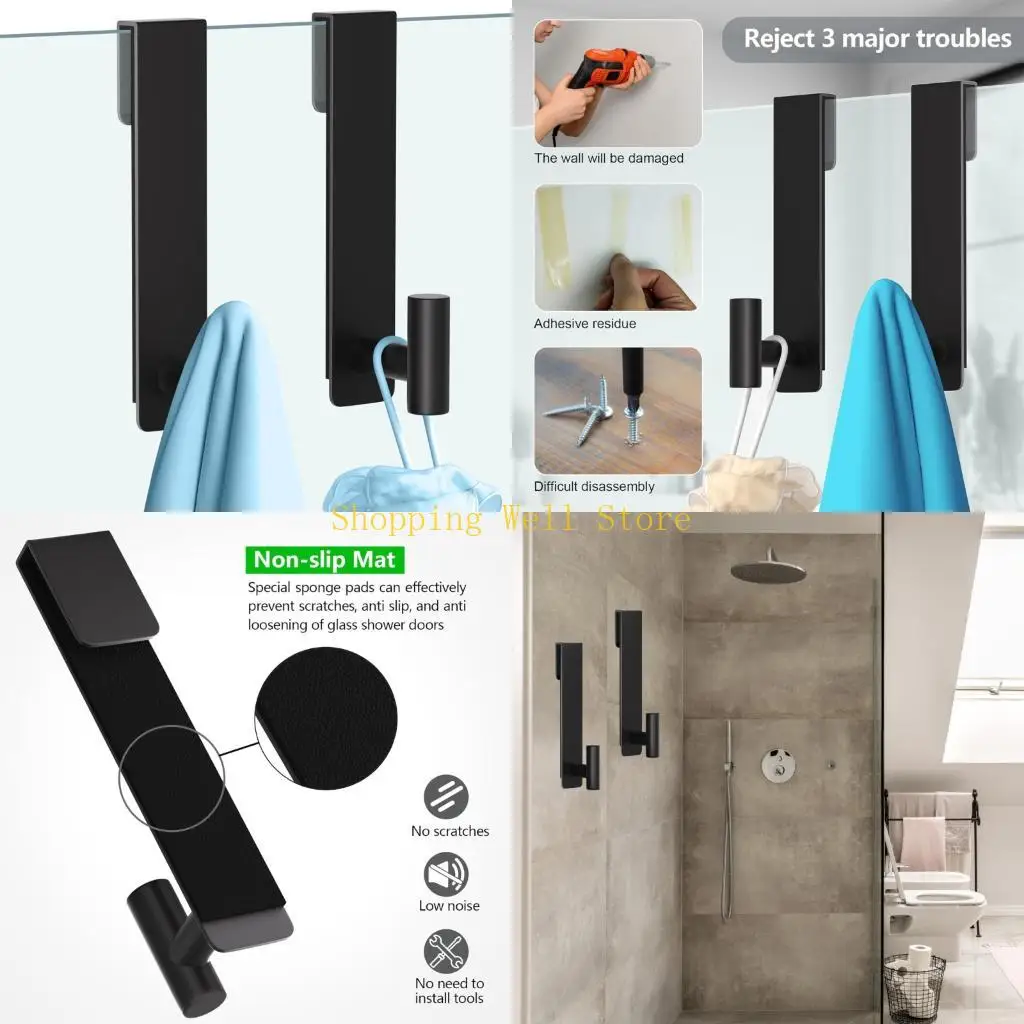 KX4B 2Pcs Stainless Steel Towel Hook Silents Grip Scratch Proof Protective