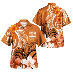 Summer New Harajuku 3D Polynesian Fiji Flag Emblem Printig Shirts Men Coat Of Arm Graphic Short Fashion Top Clothing