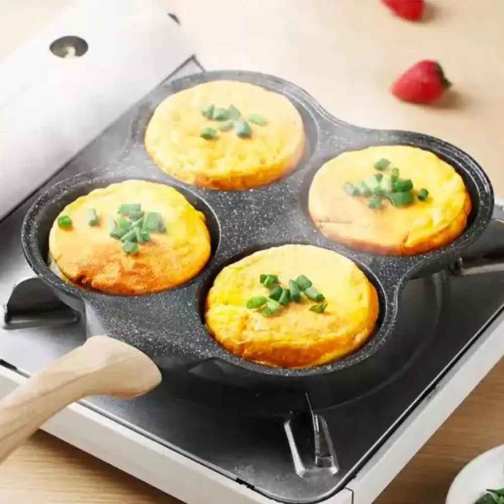 4 حفرة سميكة غير لاصقة عجة البيض المشوي شريحة لحم مقلاة الطبخ همبرغر الخبز الإفطار صانع التعريفي تجهيزات المطابخ عجة عموم #5