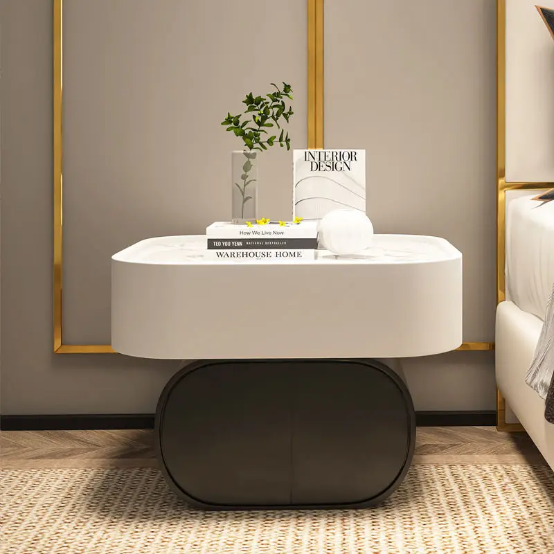 tallation-free bedside  Modern simplicity Light  Round rock slab Minimalist bedside small  Creative Interne