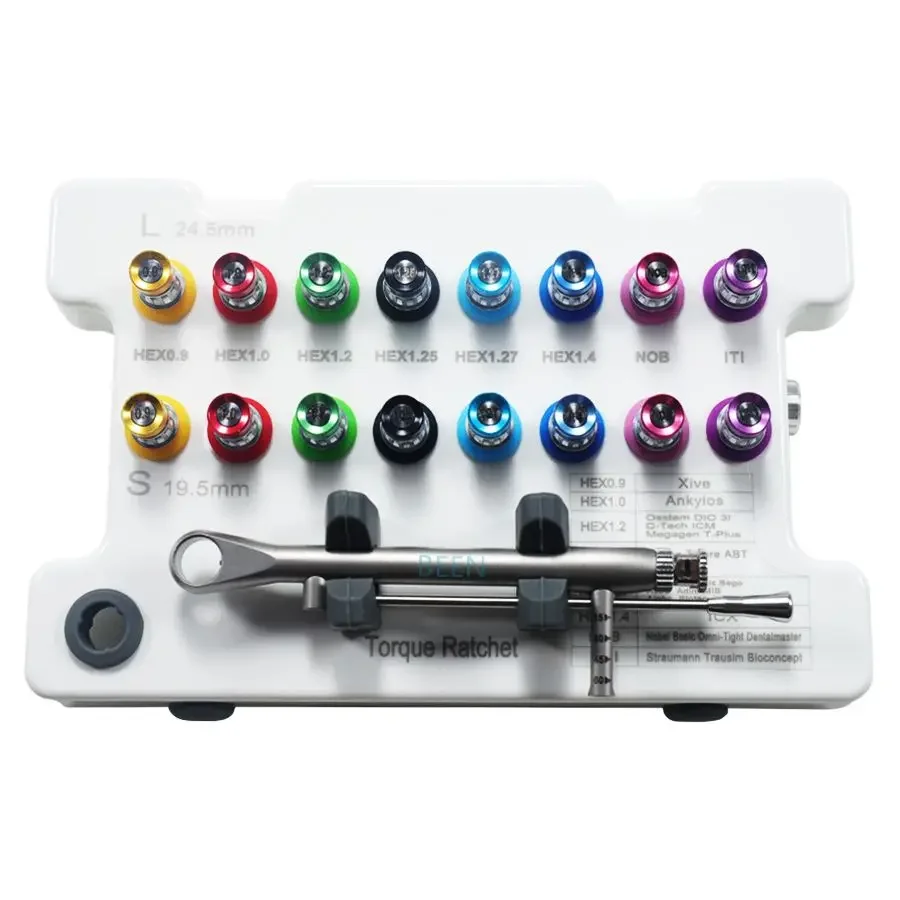 

Dental Prosthesis Repair Ratchet Kit Torque Screwdriver 15-70NCM Universal Screwdriver and Wrench Set Dental Laboratory Tools