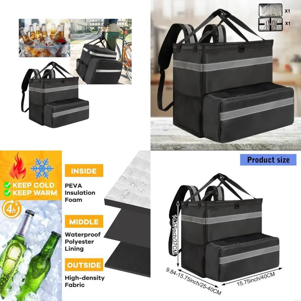 

Impermeable Pizza Delivery Bag 6mm Spume Cushioning Extendable Capacity Ergonomic Shoulder Support