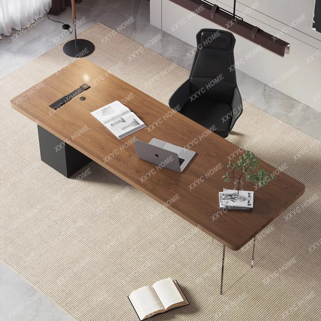 A  Solid wood desk acrylic transparent suspension boss desk general manager  simple modern creative computer desk